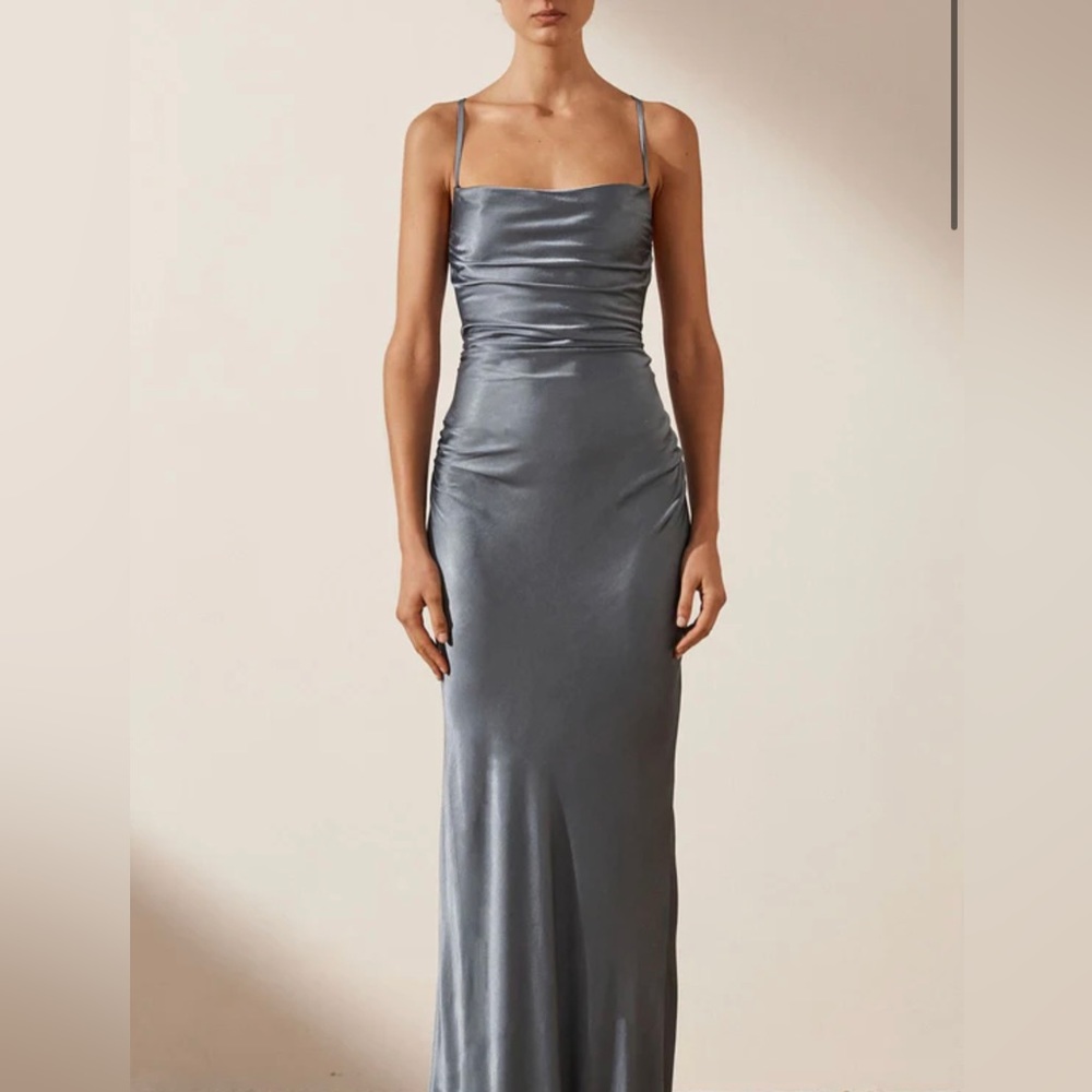 LA LUNE LACE BACK MAXI DRESS - BLUE SMOKE